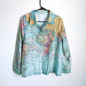 Vintage Map of the World Globe Button Down Shirt